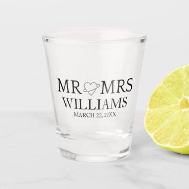 Mr and Mrs Personalized Surname Wedding Favor Shot Glass