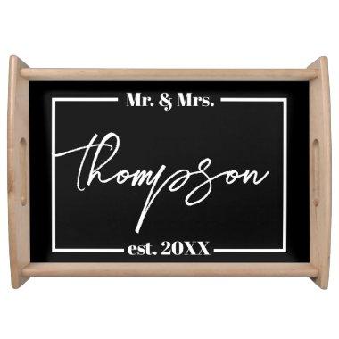 Mr. and Mrs. Personalized Wedding Gift Last Name Serving Tray