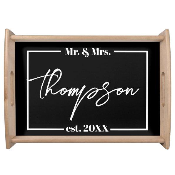 Mr. and Mrs. Personalized Wedding Gift Last Name Serving Tray