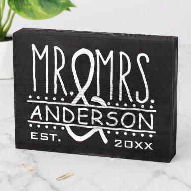 Mr and Mrs Personalized Wedding Last Name Est Date Wooden Box Sign