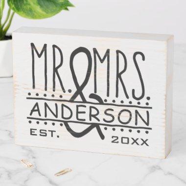 Mr and Mrs Personalized Wedding Last Name Est Date Wooden Box Sign