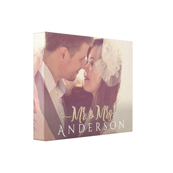 Mr. and Mrs. Photo with Name Canvas Print