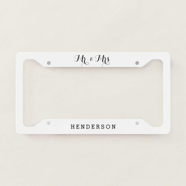 Mr And Mrs Wedding License Plate Frame