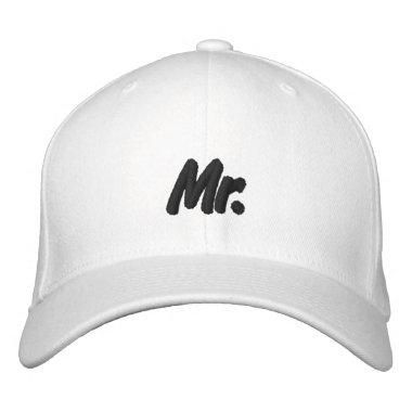 Mr. black and white cute chic embroidered baseball cap