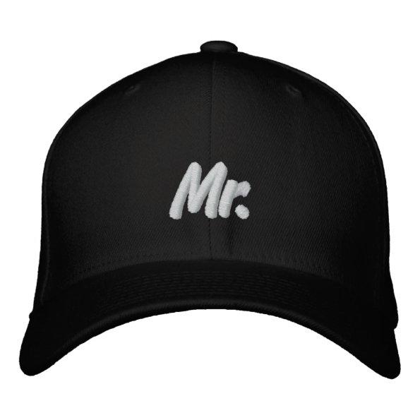 Mr. black and white modern cute embroidered baseball cap