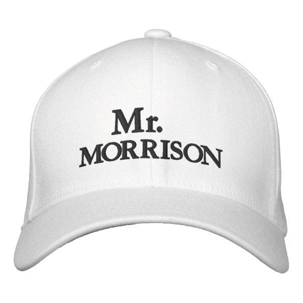Mr. Last Name black white personalized custom Embroidered Baseball Cap