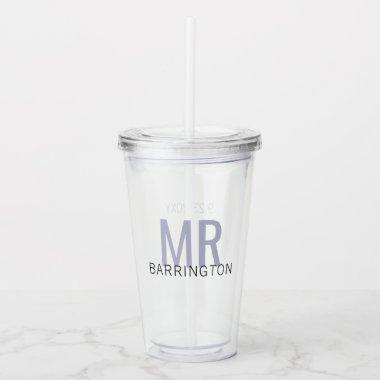 Mr Last Name Wedding Date Groom Name Acrylic Tumbler