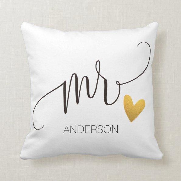 Mr.|Mr.& Mrs.| Calligraphy|Personlized Wedding-2 Throw Pillow