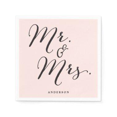 Mr & Mrs Classic Script Calligraphy Name Wedding Napkins