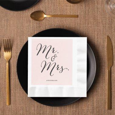 Mr & Mrs Classic Script Calligraphy Name Wedding Napkins