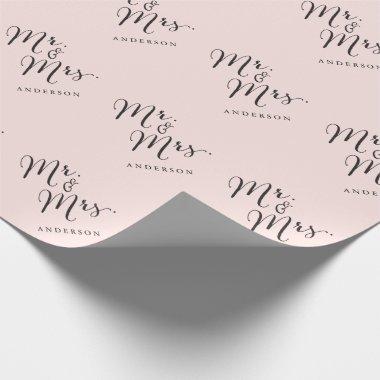 Mr & Mrs Classic Script Calligraphy Name Wedding Wrapping Paper