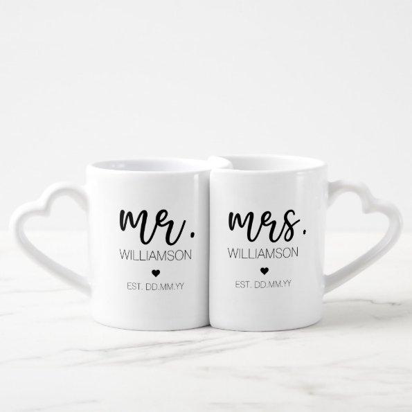 Mr. & Mrs. Elegant Custom Wedding Bride Groom Gift Coffee Mug Set