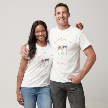 Mr & Mrs Flip Flops Pink Hibiscus Beach Wedding T-Shirt