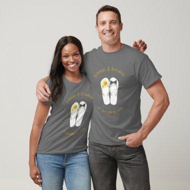 Mr & Mrs Flip Flops Yellow Hibiscus Beach Wedding T-Shirt