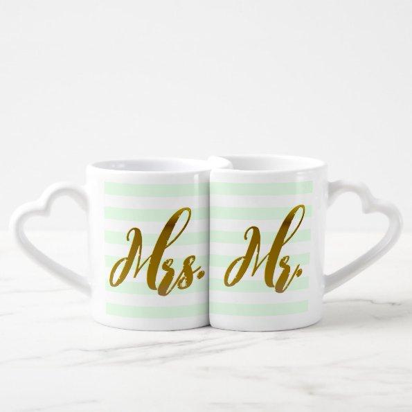 Mr Mrs Gold Foil Modern Chic Lovers' Mug Set