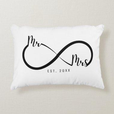 Mr & Mrs Infinity Symbol White Accent Pillow