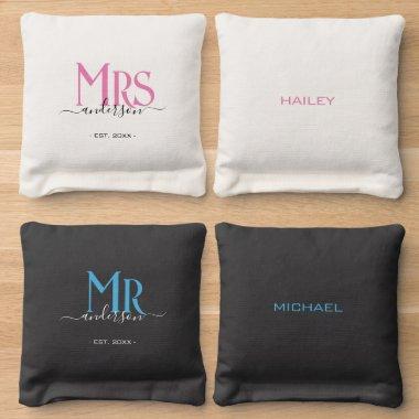 Mr Mrs Newlywed Couple Wedding Anniversary Cornhole Bags