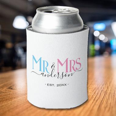 Mr & Mrs Newlywed Wedding Favor Thank You Can Cooler
