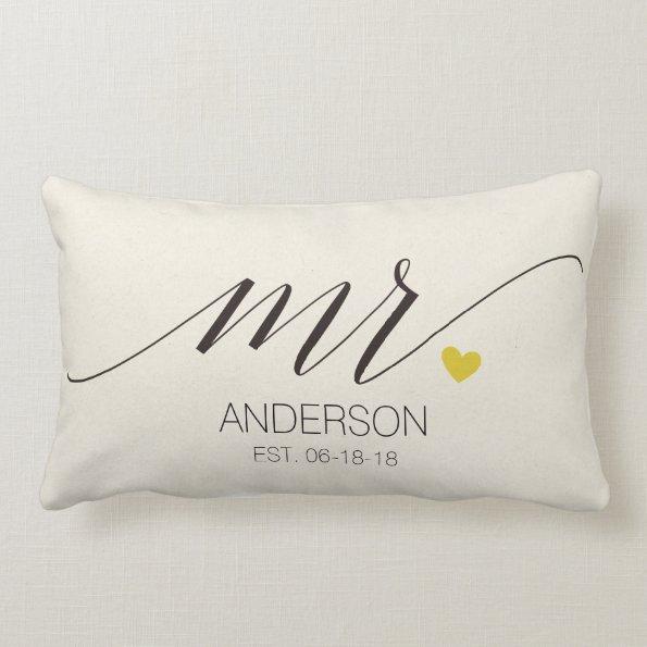 Mr.& Mrs. Personalized Wedding Gift Lumbar Pillow
