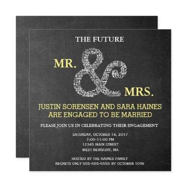 Mr & Mrs Rustic Chalkboard Engagement Rehearsal Invitations