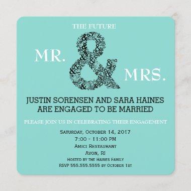 Mr & Mrs To Be Engagement Bridal Shower Party Invitations