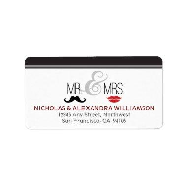 Mr. & Mrs. Wedding Return Address Labels (black)