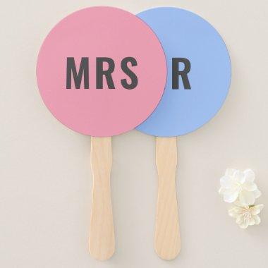 Mr or Mrs? | Bride Groom Pink Blue Wedding Game Hand Fan