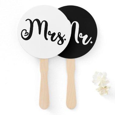 Mr or Mrs Modern Minimal Wedding Game Hand Fan