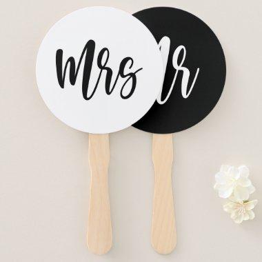 Mr or Mrs Modern Minimal Wedding Game Hand Fan