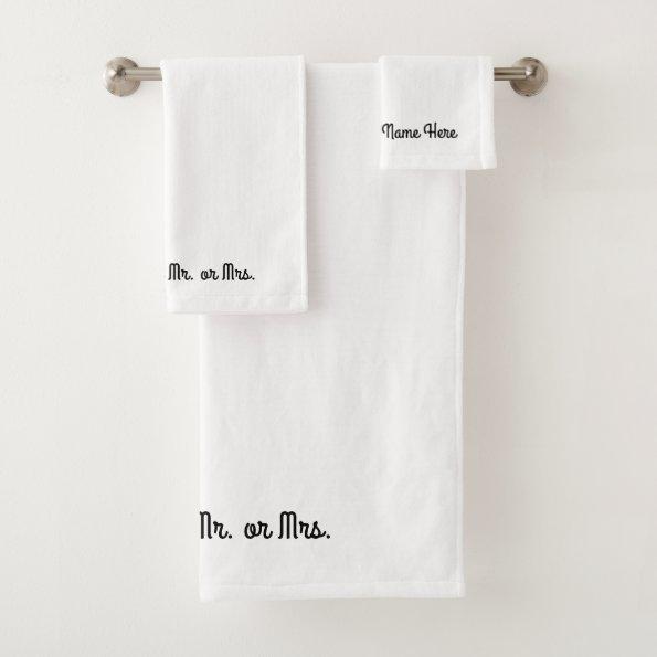 Mr. or Mrs. ~ Towel Set / Separate Purchase