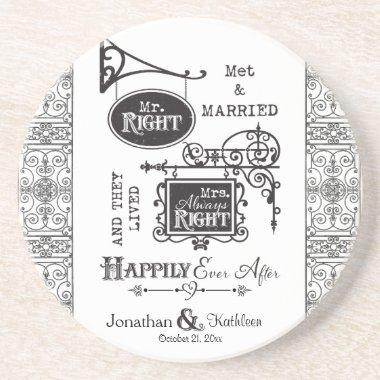 Mr. Right and Mrs. Always Right Wedding Marriage Coaster