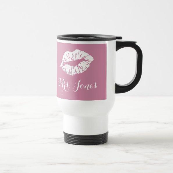 Mrs and Mrs Lips moustache mugs pink lipstick