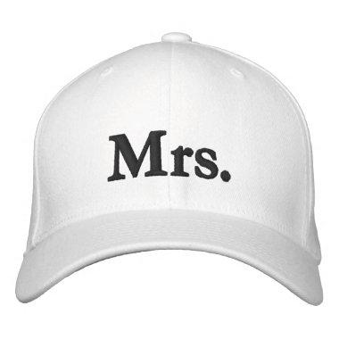 Mrs. black and white modern elegant chic embroidered baseball cap