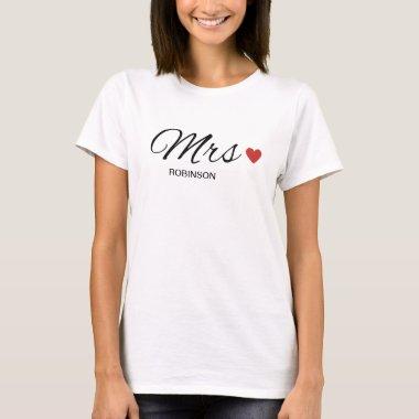 Mrs Black Modern Script Custom Monogram T-shirt
