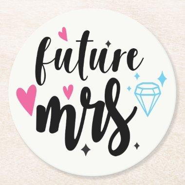 Mrs Bride To Be Wedding Bridal Shower Engagement Round Paper Coaster