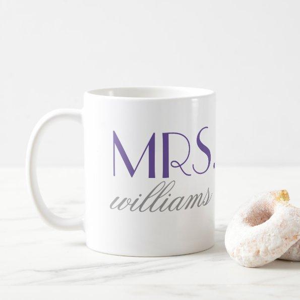 Mrs Elegant Purple Personalized Wedding Monogram Coffee Mug