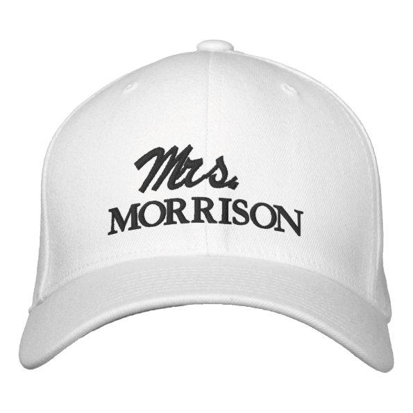 Mrs. Last Name black and white cute Embroidered Baseball Cap