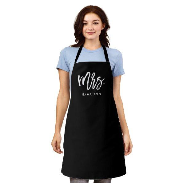 Mrs. Modern Script Personalized Wedding Apron