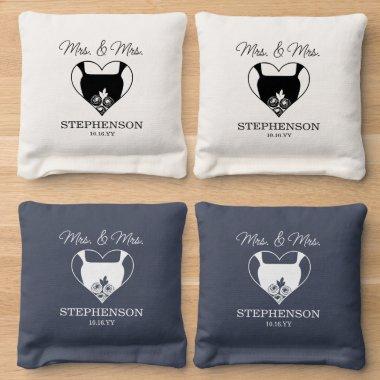 Mrs &. Mrs Wedding Two Brides Custom Name Cornhole Cornhole Bags