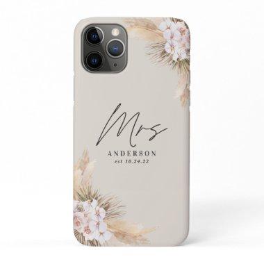 Mrs pampas dried botanical stylish wedding iPhone 11 pro case