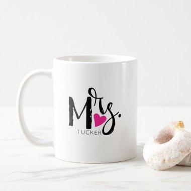 Mrs. Script & Heart Newlywed Just Married Coffee Mug