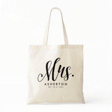 Mrs. script personalized newlywed bride tote bag