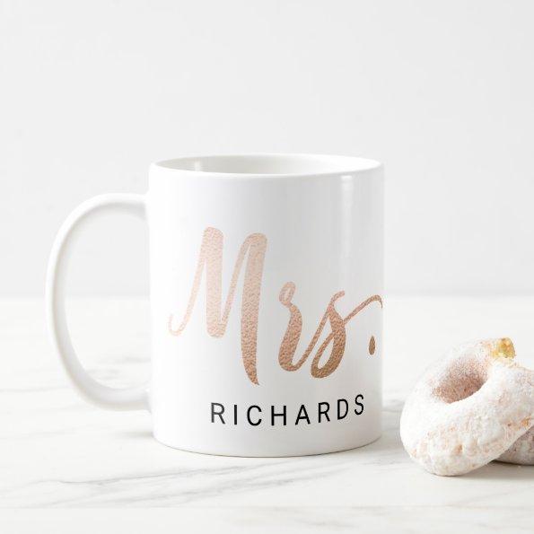 MRS. Typography FAUX ROSE GOLD Coffee Mug