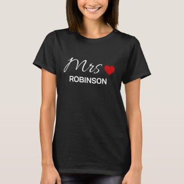 Mrs White Script Custom Wedding Monogram T-Shirt