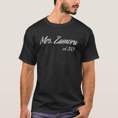 Mrs. ZAMORA 2023 new bride bridal shower wedding P T-Shirt