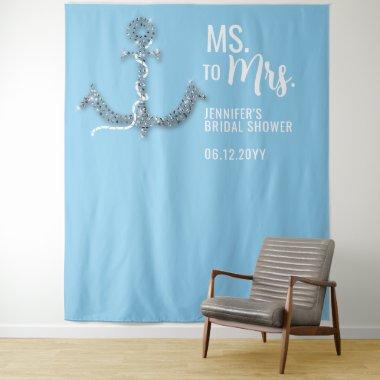 Ms to Mrs Anchor Beach Blue Bridal Shower Backdrop