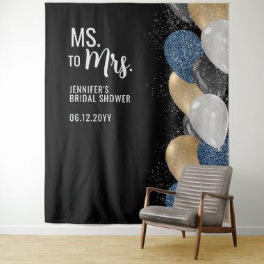 Ms to Mrs Balloons Black  Backdrop