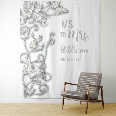 Ms to Mrs Butterflies White Bridal Shower Backdrop