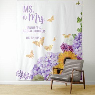 Ms to Mrs Floral Butterfly White Bridal Backdrop