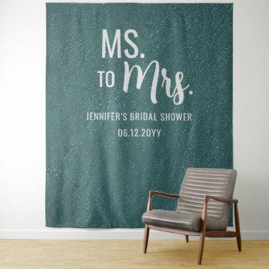 Ms to Mrs Modern Green Bridal Shower Backdrop